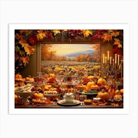 An Upbeat Thanksgiving Promotion Captured In A Spectacle Of Lavish Autumnal Embellishments Surroun (1) Art Print