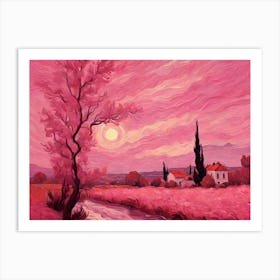 Pink Van Gogh Inspired Art Print