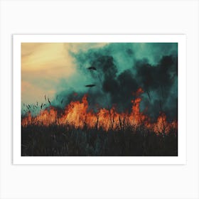 Fire of Burning Forest Fire in High Summer Art Print