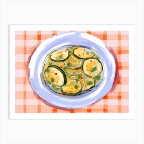 A Plate Of Zucchini, Top View Food Illustration, Landscape 3 Art Print