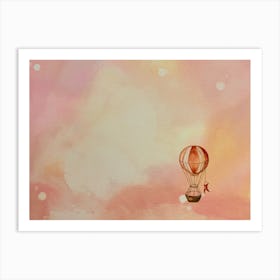 Hot Air Balloon in the pink sky Art Print