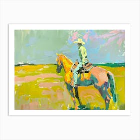 Neon Cowboy In Great Plains 2 Painting Art Print