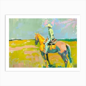 Neon Cowboy In Great Plains 2 Painting Poster