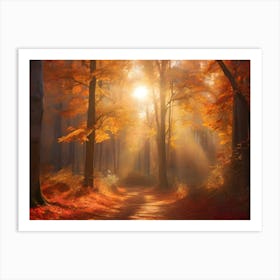 Forest With Sunbeams 02 Art Print