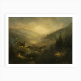 Village In The Fog Art Print