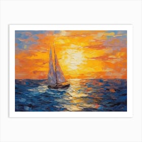 Sailboat At Sunset 4 Art Print