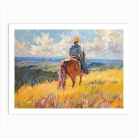 Cowboy In Texas Hill Country 1 Art Print
