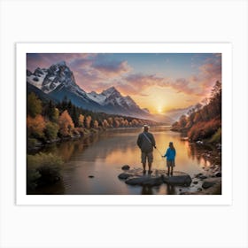 Sunset By The River - Ai Art Print