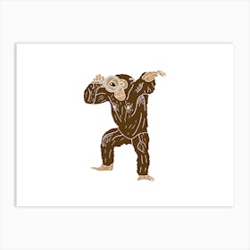 Monkey With Magnifying Glass, Fun Safari Animal Print, Landscape Art Print