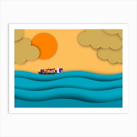 Ship In The Sea Art Print