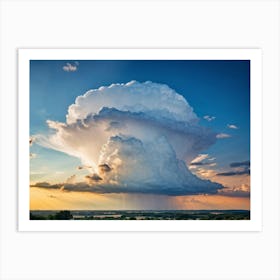 Cumulus Clouds Looming High Over A Serene Landscape Bathed In Sunset Light A Cluster Of White Clou (6) Art Print