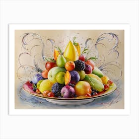 Fresh and Juicy Tropical Fruits Painting #3 Art Print