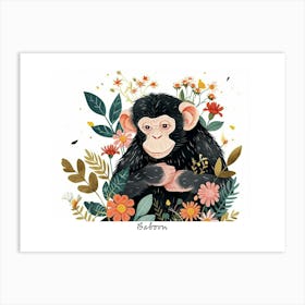 Little Floral Baboon 2 Poster Art Print