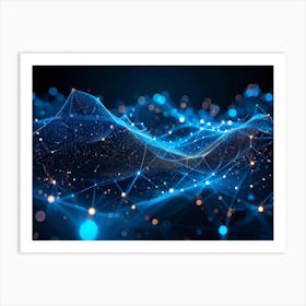 Abstract Digital Art Representing A Futuristic Ai Connection Network Datum Streams Intertwining In (5) Art Print