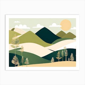 Landscape, minimalistic vector art 3 1 Art Print