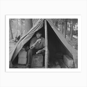 Indian Boy In Blueberry Pickers Camp Near Little Fork, Minnesota By Russell Lee Art Print