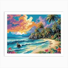 Sunset On The Beach 4 Art Print