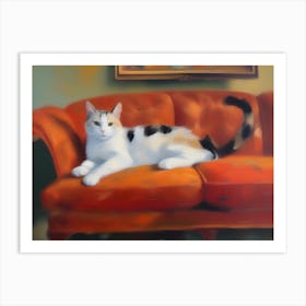 Cat On Couch 3 Art Print