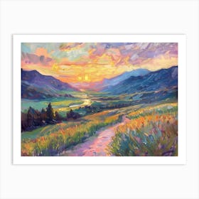 Western Sunset Landscapes Montana 3 Art Print