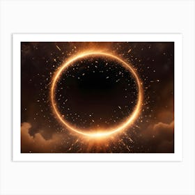 A Glowing Golden Ring Of Light Surrounded By Clouds, Creating A Magical And Ethereal Effect 1 Art Print