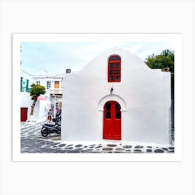 Red Door in Mykonos (Greece Series) Art Print