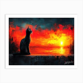 Cat In The Sunset - Cat In The Sun Art Print