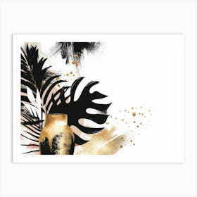 Gold And Black Abstract Painting 93 Art Print