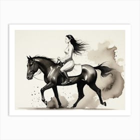 Woman Riding A Horse 4 Art Print