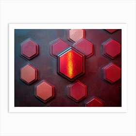 Red Hexagons Art Print