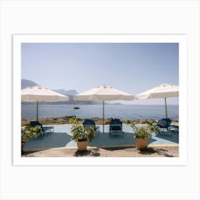 Mediterranean Sea and umbrella's Art Print