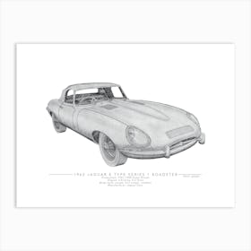 Jaguar E type Series 1 Roadster Pencil Illustration 1 Poster