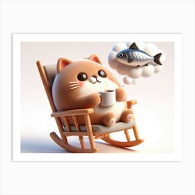 Cat In Rocking Chair 3 Art Print