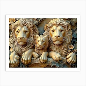 Family Of Lions Art Print