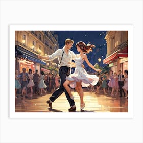 Couple Dancing In Paris Art Print