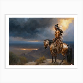 Img Lone Indian On Mountain 4raa Art Print