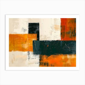 Abstract Painting, Orange, Black, White Art Print