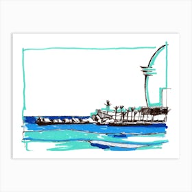 Barcelona And Blue Sea Art Print