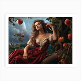 Upscaled A Girl Sitting On A Branch Surrounded By Apples In The St 5aa2d643 B940 4ca3 B39c A0d76be56b87 Art Print