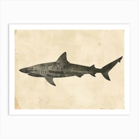 Tiger Shark Grey Silhouette 5 Art Print
