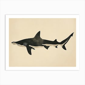 Hammerhead Shark Grey Silhouette 1 Art Print