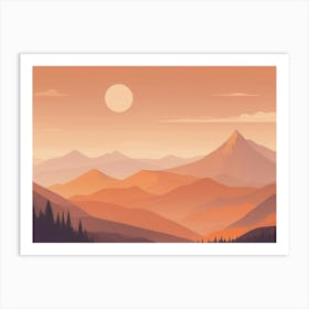Misty mountains horizontal background in orange tone 17 Art Print