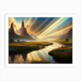 Ancient Mountain Valley Castle Art Print