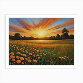 Sunset In The Meadow 32 Art Print