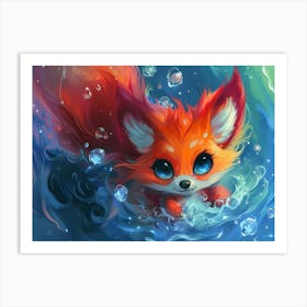 Fox In The Water 1 Art Print