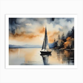 Sailboat Painting Lake House (17) Art Print