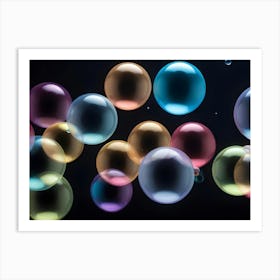 Abstract Bubbles On A Black Background Art Print