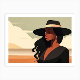 Illustration of an African American woman at the beach 49 Art Print