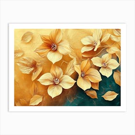 Golden Flowers 1 Art Print