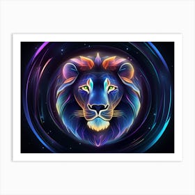 Neon Lion 2 Art Print