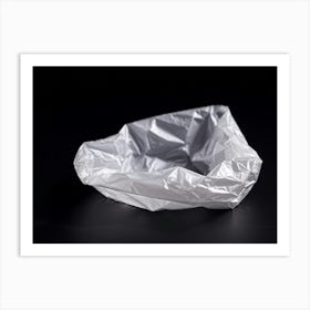 Crumpled Plastic Wrapper Casting Faint Shadows On A Clean Pitch Black Background Macro Perspective (4) Art Print